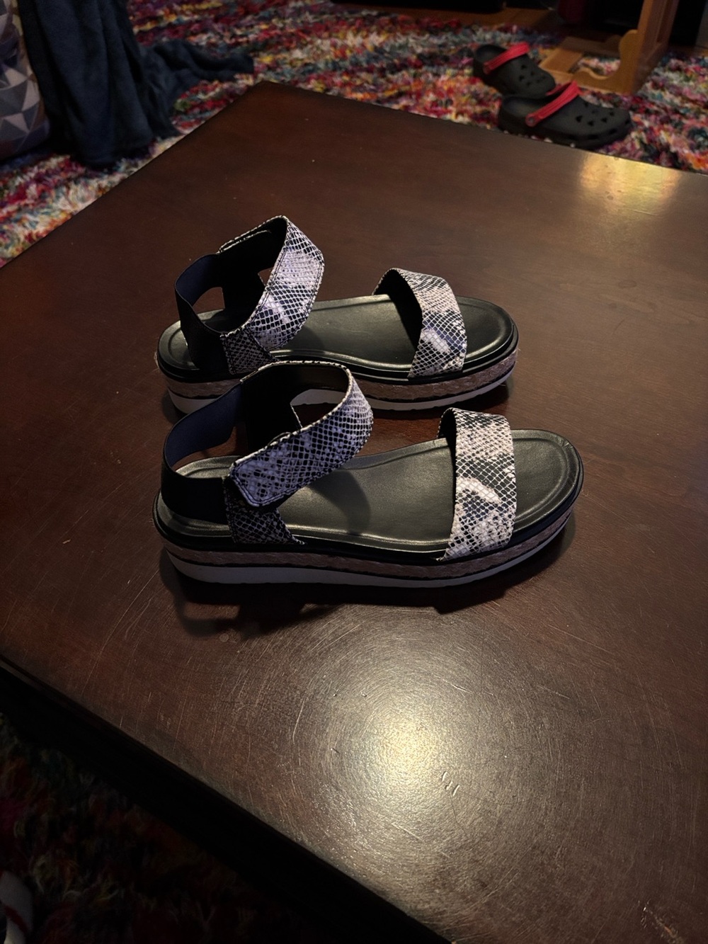 Franco Sarto Tinaka Snakeprint Strap Platform Wedge Sandals